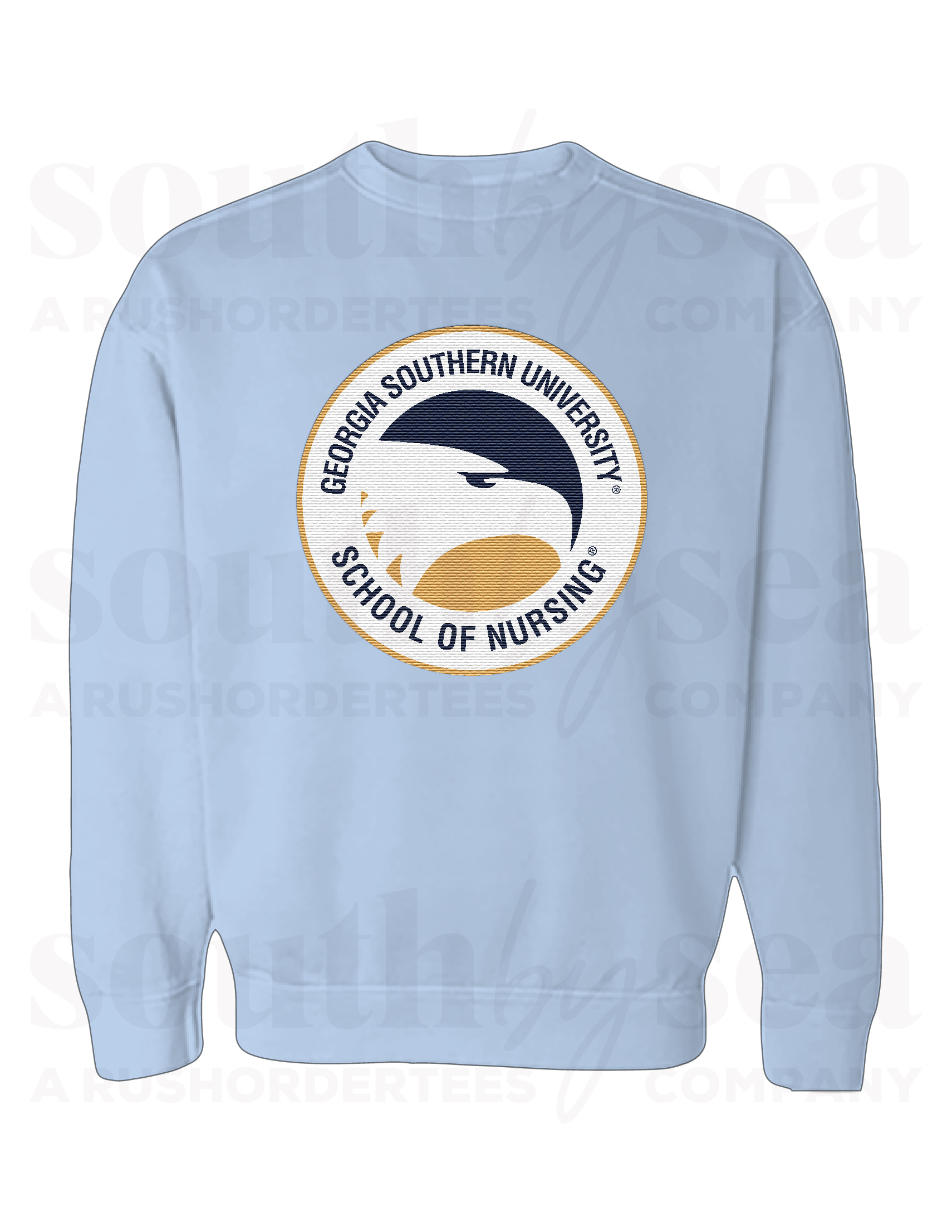 Light Blue EMBROIDERED Gildan Crewneck 
