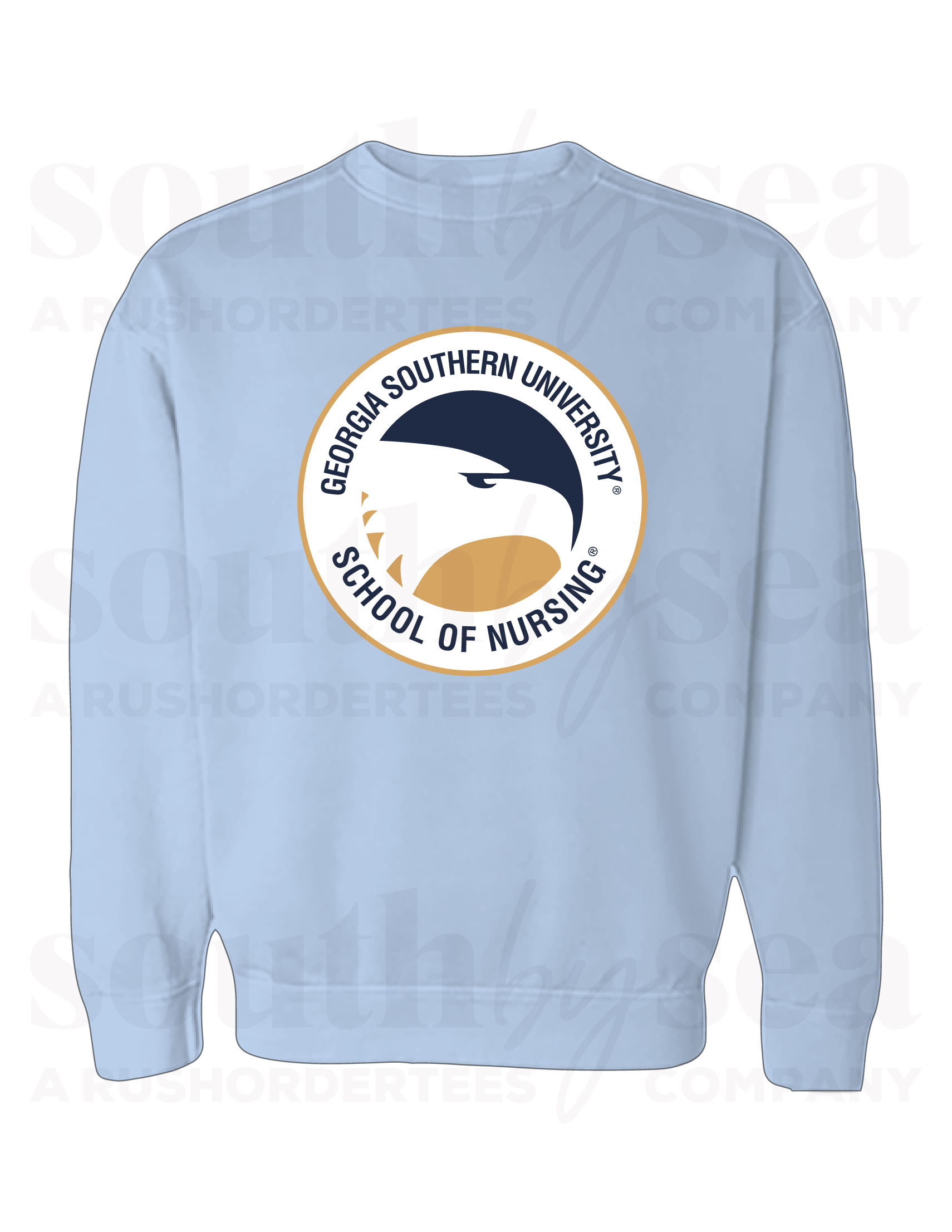 Light Blue PRINTED Gildan Crewneck
