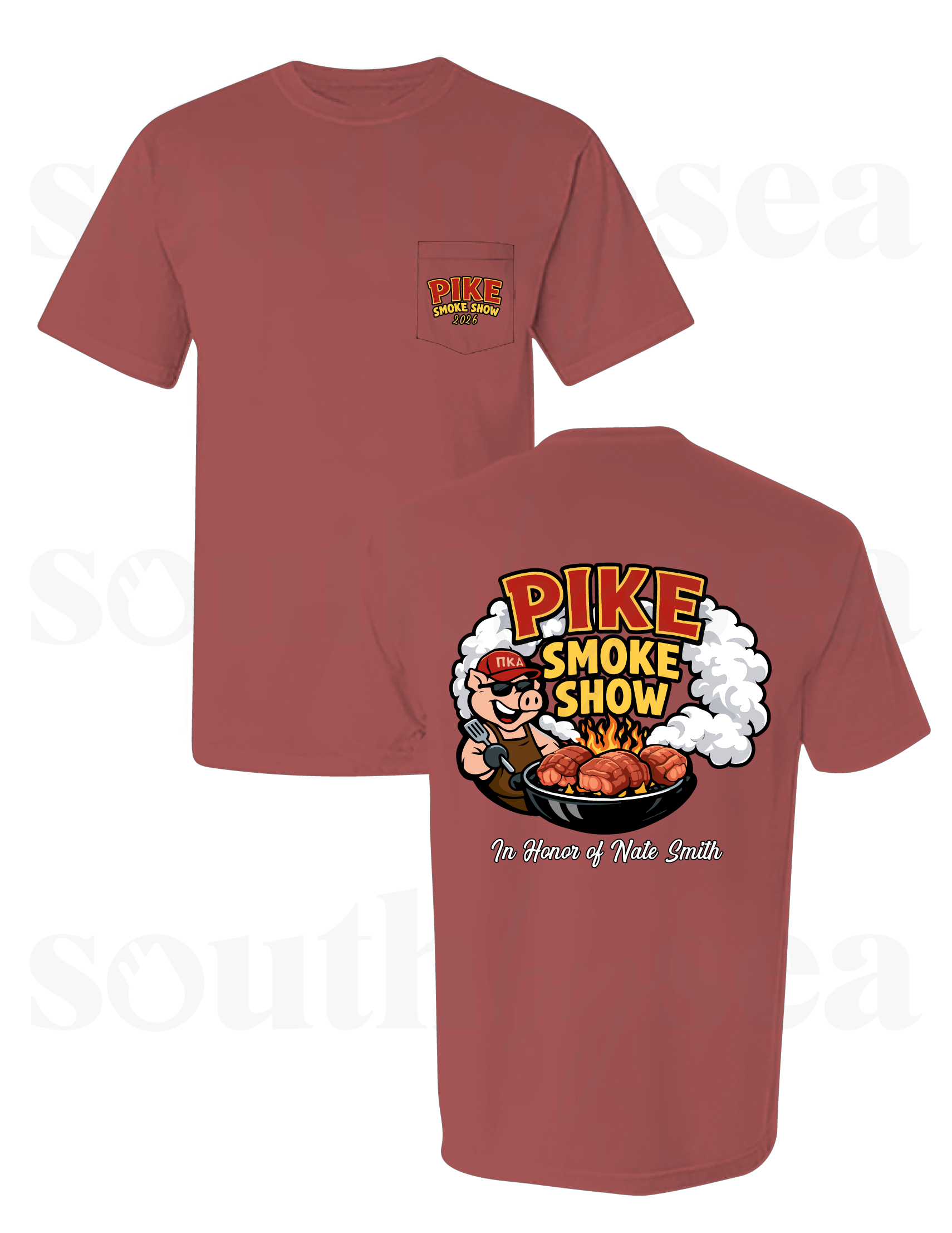 Brick Comfort Colors Pocket Tee