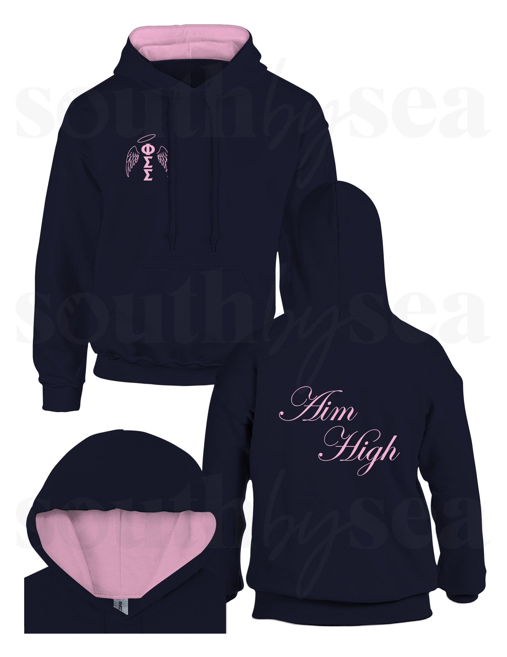 Navy Hood Lined Hooded Sweatshirt