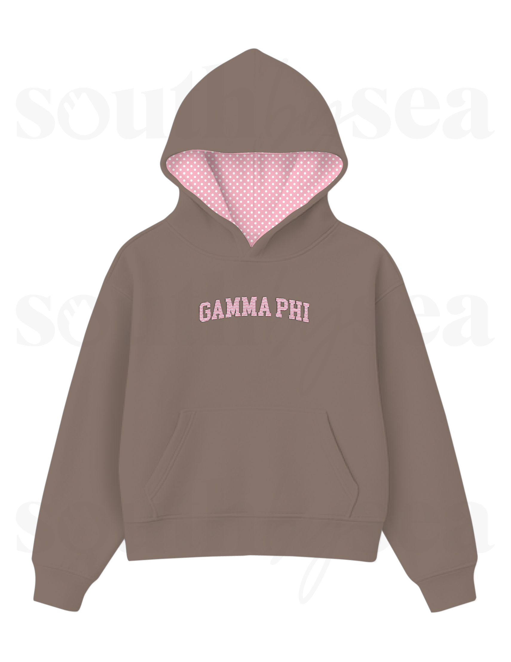 Chocolate Signature Hoodie with Patterned Hood Lining & Front Embroidery