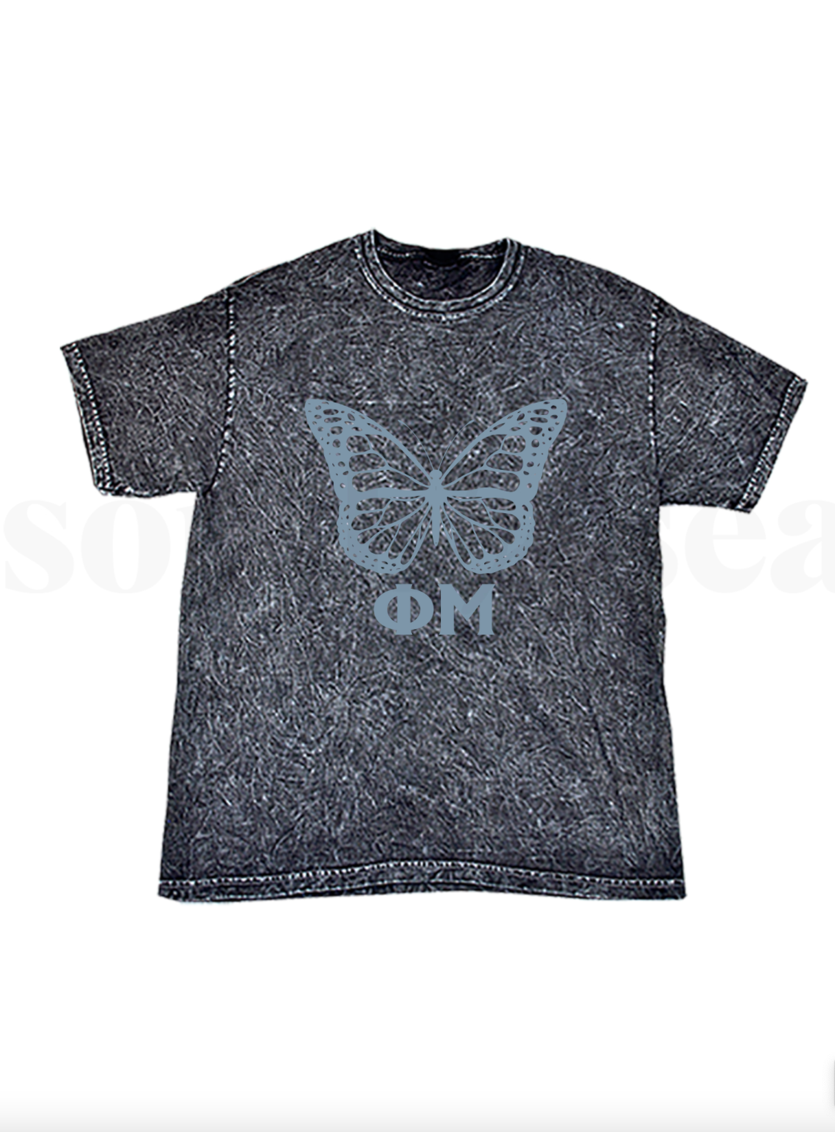 BUTTERFLY MINERAL BLACK COLORTONE VINTAGE MINERAL WASH T SHIRT