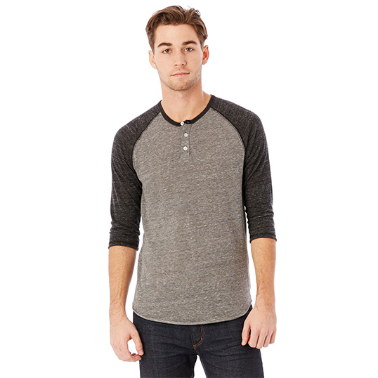 Alternative 1989 Unisex Eco Jersey 3/4 Sleeve Raglan Baseball Henley T-Shirt Alternative 1989 Unisex Eco Jersey 3/4 Sleeve Raglan Baseball Henley T-Shirt