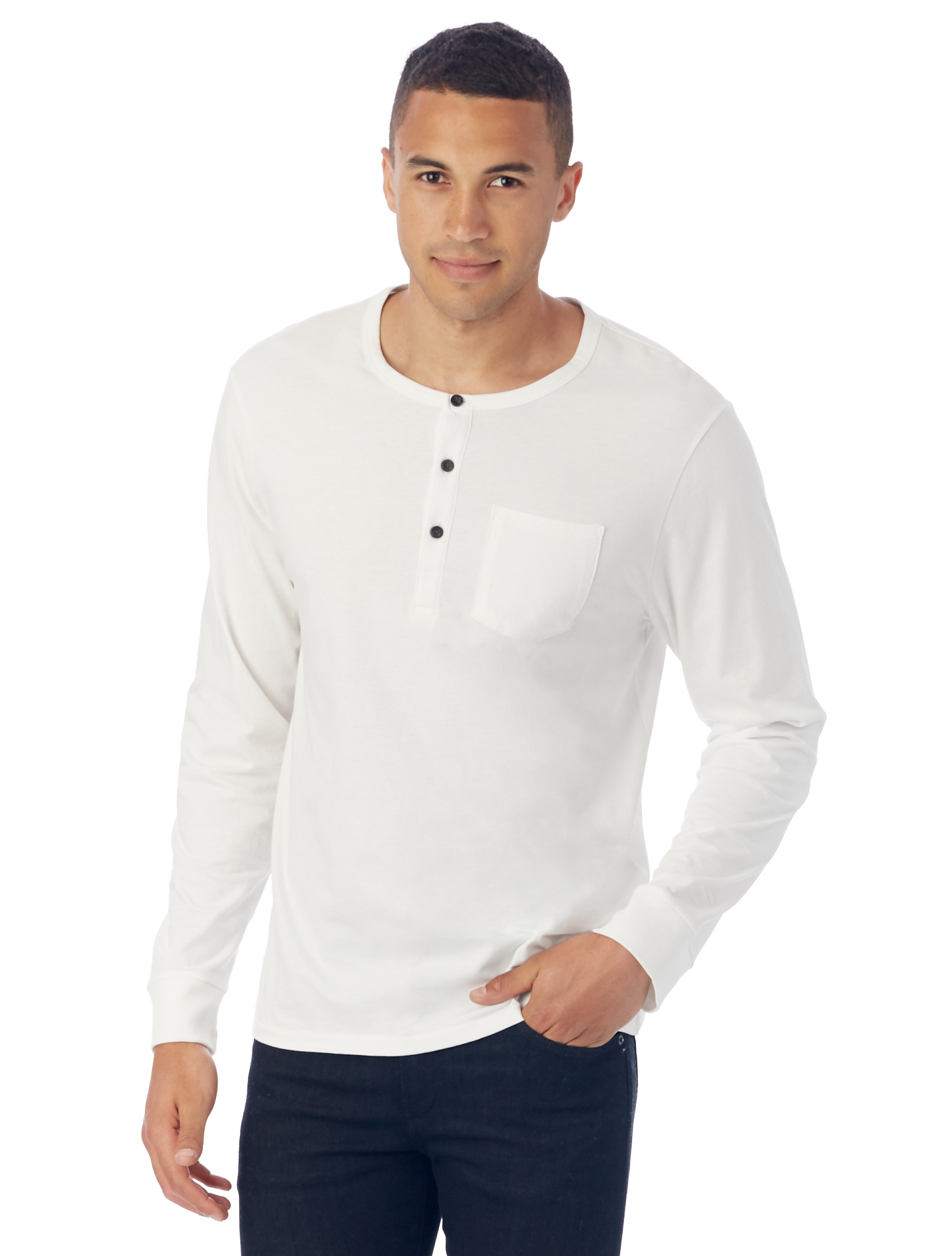 Alternative Apparel Classic Organic Pima Cotton Henley Shirt 02880P1 - Model Image