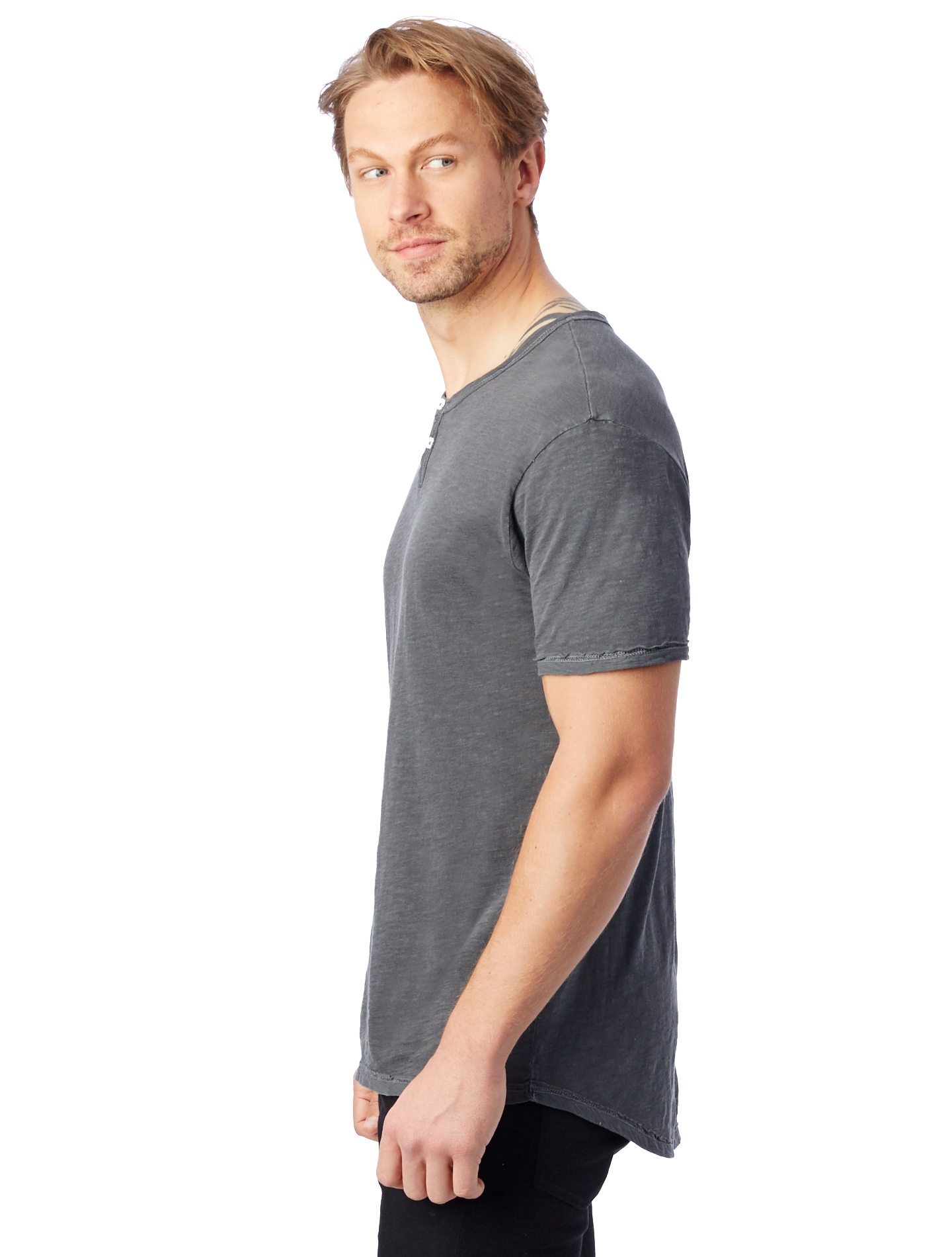 Alternative Apparel Home Team Garment Dyed Slub Henley Shirt 06897J1 - Model Image