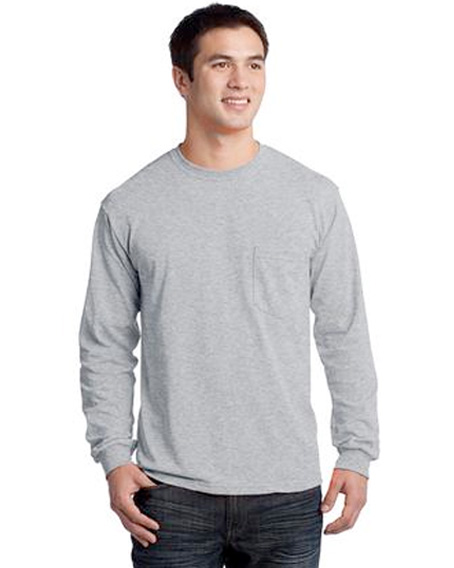 Gildan Ultra Cotton Long Sleeve Pocket T-Shirt 2410 - Model Image