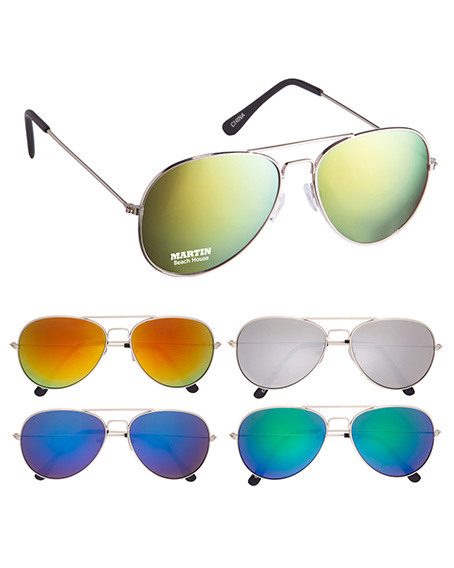 Color Mirrored Aviator Sunglasses 6245 - Model Image