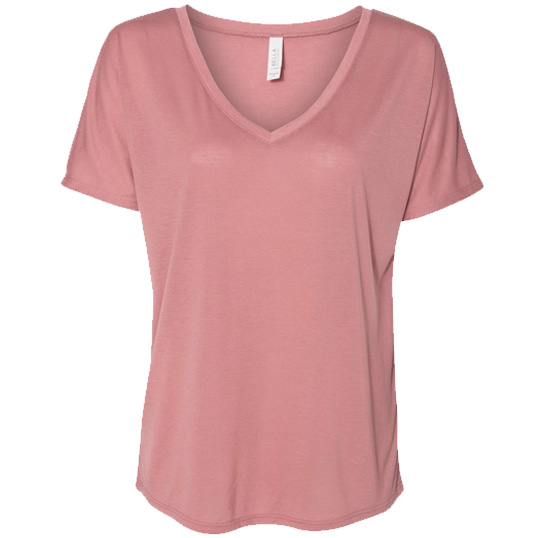 Bella Ladies Flowy Drop Sleeve V-Neck Tee 8815