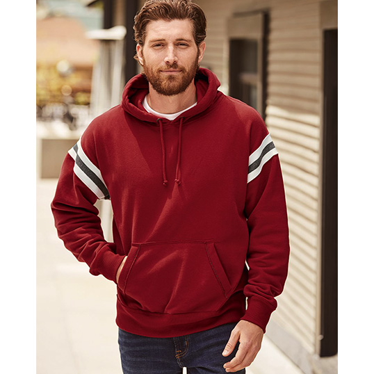 J. America Vintage Athletic Hooded Sweatshirt 8847 - Model Image