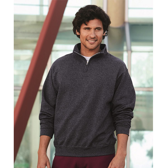 Jerzees NuBlend Quarter Zip Cadet Collar Sweatshirt 995m - Model Image