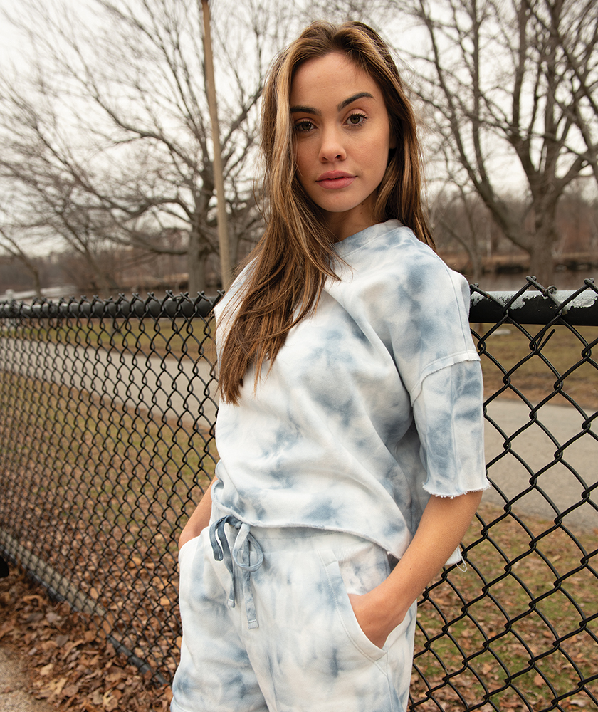 Charles River Apparel Women’s Clifton Short Sleeve Sweatshirt 5254 - Model Image