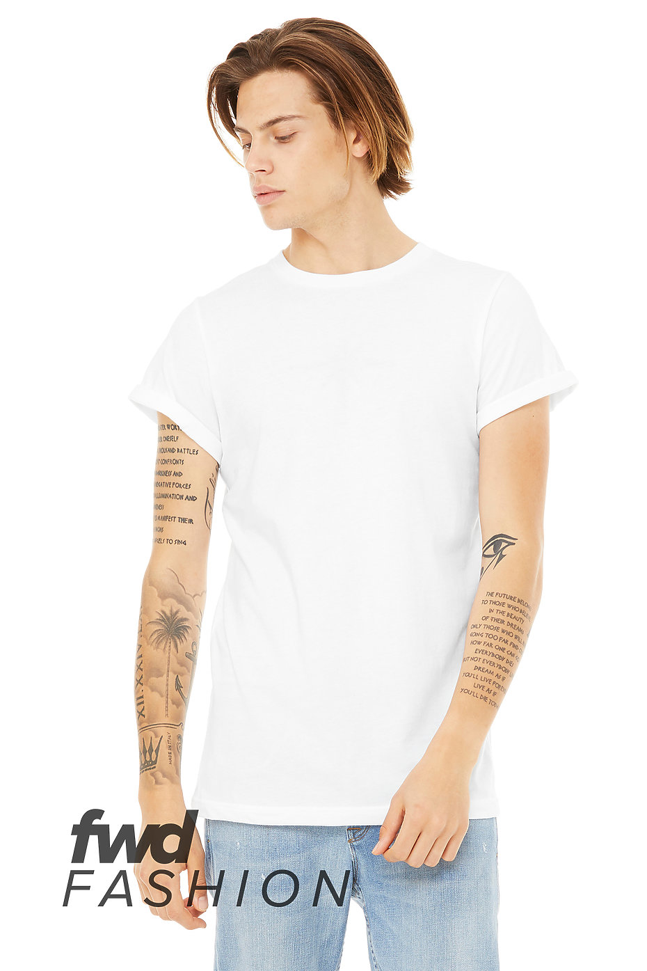 Bella + Canvas Unisex Jersey Rolled Cuff Tee 3004 - Model Image
