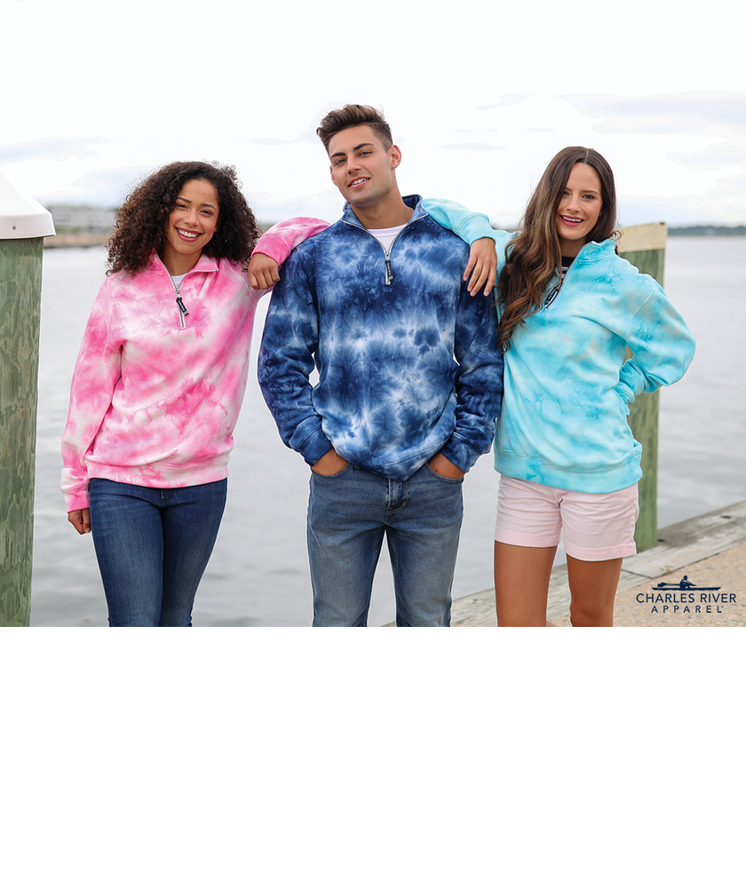 Charles River Crosswind Quarter Zip Sweatshirt (Tie-dye) 9359T - Model Image