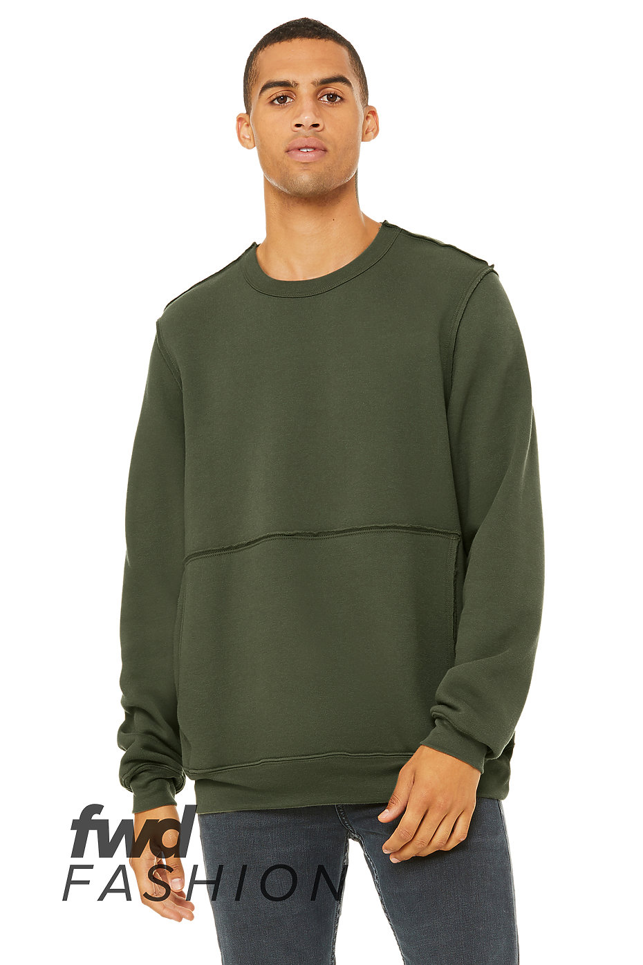 Bella + Canvas Unisex Raw Seam Crew Pullover 3743 - Model Image