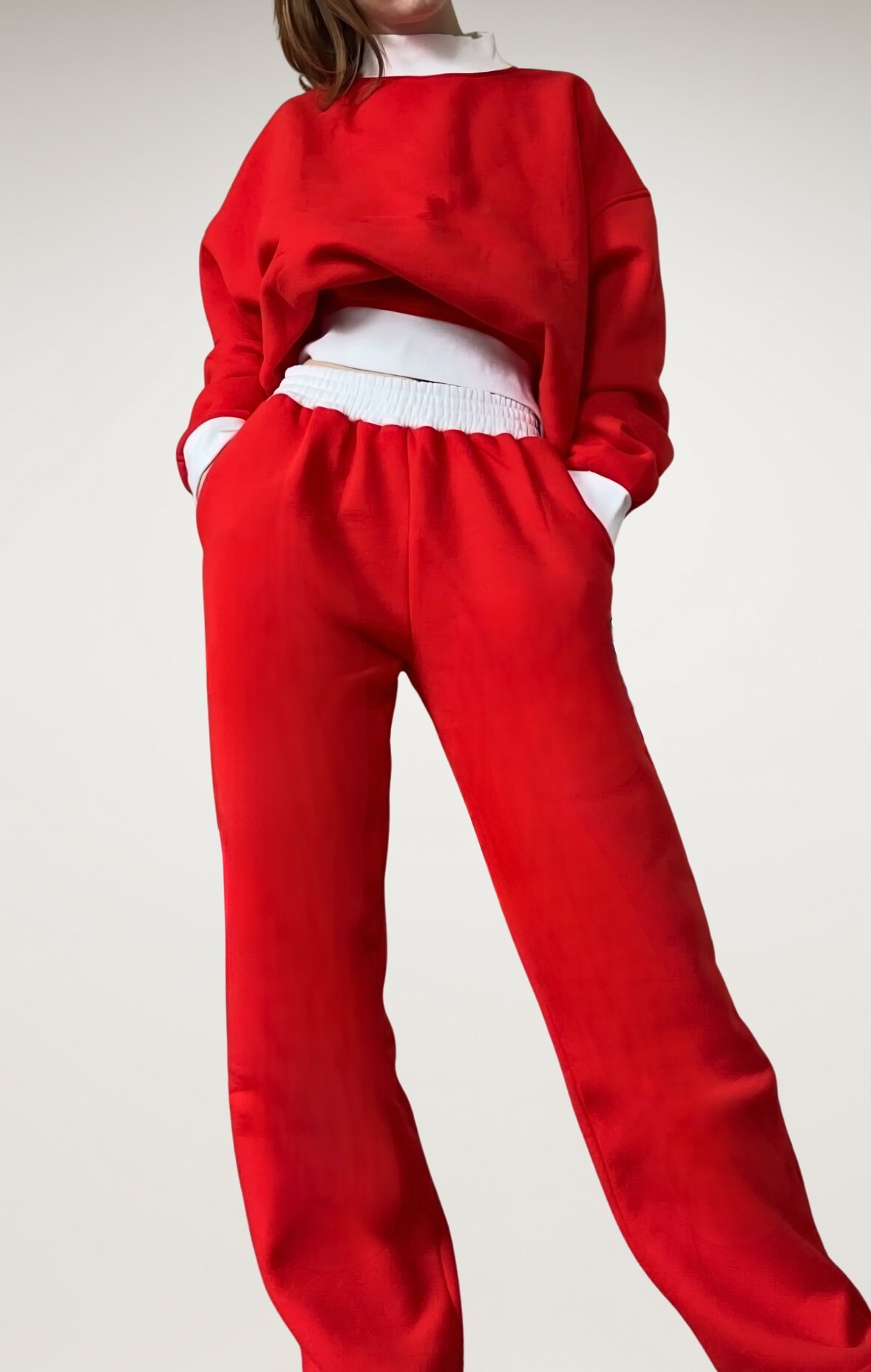 Signature Fleece Mockneck + Open Bottom Sweatpants Sweatset SBS100 SBS600 - Model Image