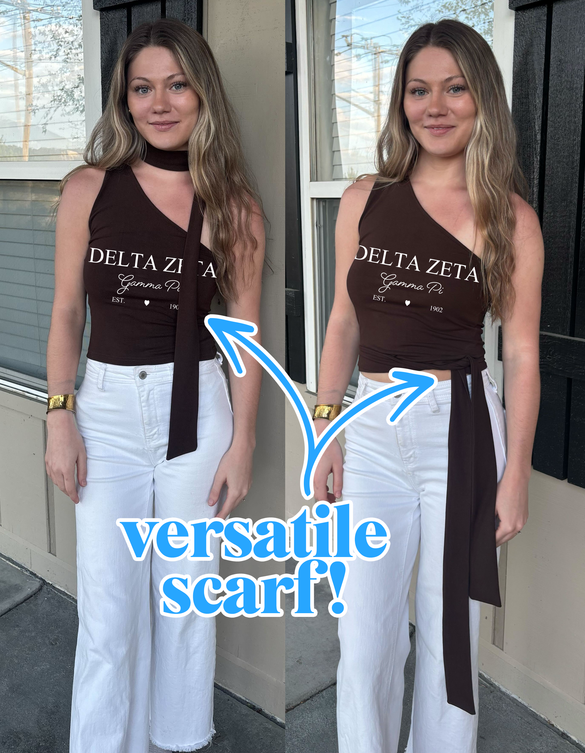 Signature One Shoulder Tank with Versatile Scarf SBS1100 - Model Image