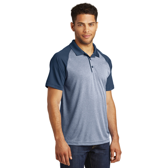 Sport Tek Posicharge Racermesh Raglan Heather Block Polo ST641 - Model Image