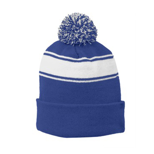 Sport-Tek Stripe Pom Pom Beanie STC28 Sport-Tek Stripe Pom Pom Beanie STC28