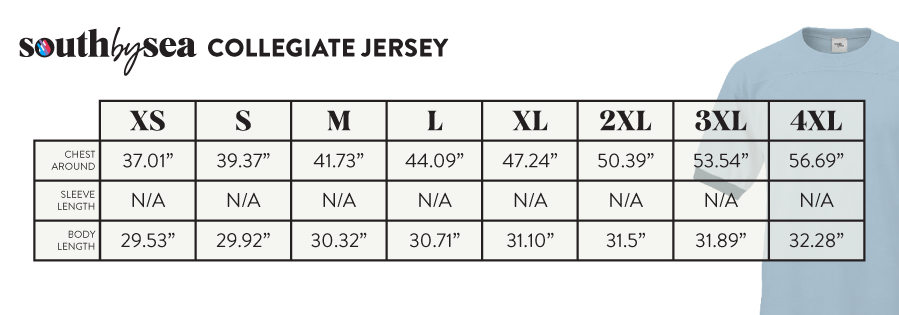 Signature Collegiate Jersey SBS800 - Size Chart