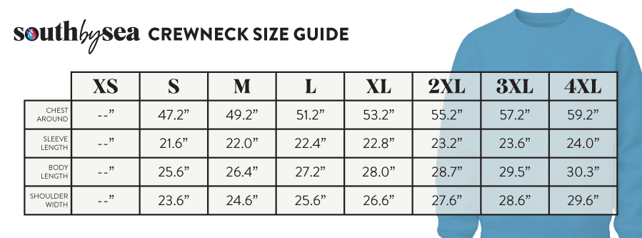 Signature Crewneck Fleece Sweatshirt SBS700 - Size Chart