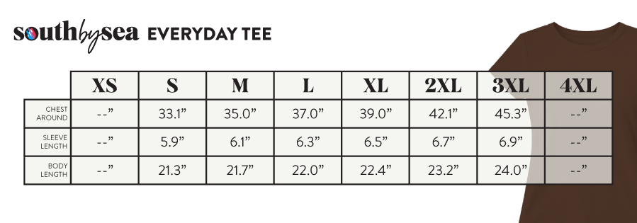 Signature Everyday Tee SBS1000 - Size Chart