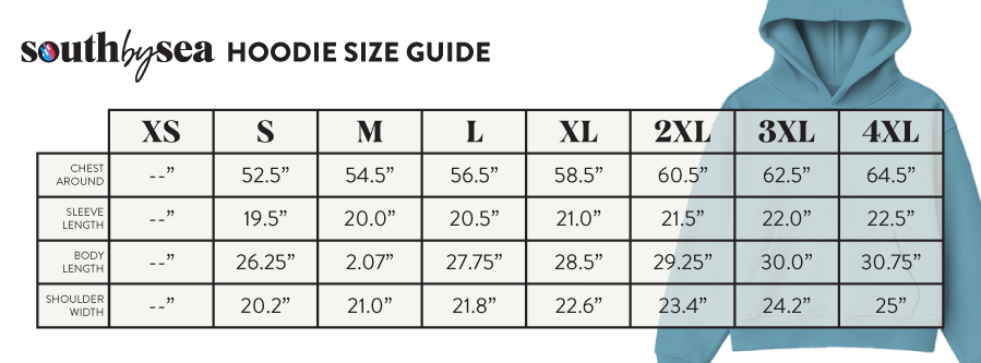 Signature Hooded Fleece Sweatshirt SBS200 - Size Chart