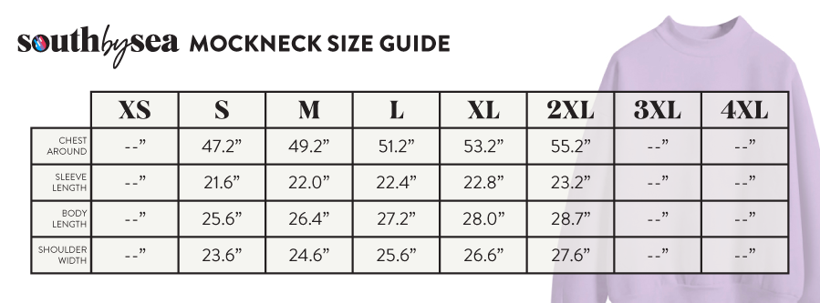 Signature Mockneck Fleece Sweatshirt Colorblock SBS101 - Size Chart