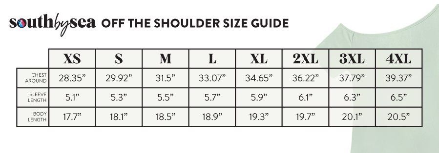 Signature Off-the-Shoulder Slouchy Tee SBS900 - Size Chart