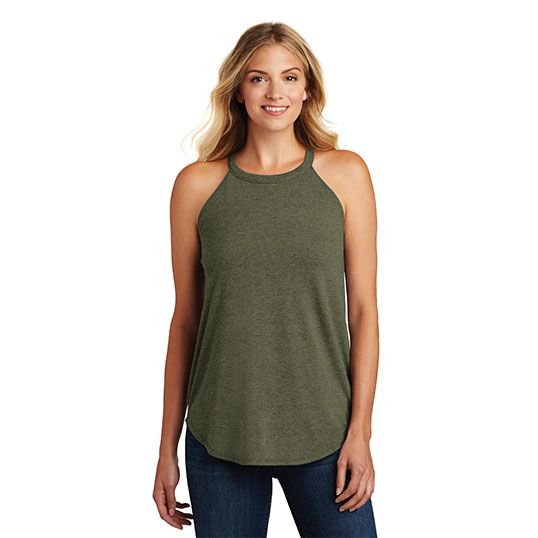 District Made Ladies Perfect Tri Rocker Tank DT137L - Model Image