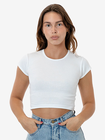 43035 Los Angeles Cap Sleeve Baby Rib Crop Top