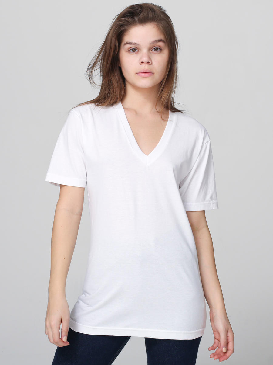 American Apparel Fine Jersey V-Neck 2456 - Model Image